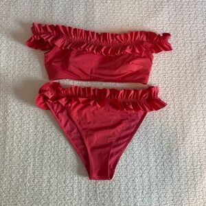 H&M Women's Ruffled Pink Bikini Set